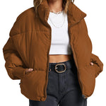 Women's Winter Long Sleeve Full Zipper Baggy Puffer Short Down Jacket Coat - Zeagoo (Us Only)