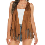 Women's Tassel Sleeveless Vest 70s Outfits for Women Hippie Clothes Fringe Jacket Cardigan S-XXL - Zeagoo (Us Only)