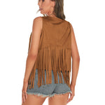 Women's Tassel Sleeveless Vest 70s Outfits for Women Hippie Clothes Fringe Jacket Cardigan S-XXL - Zeagoo (Us Only)