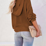 Women's Oversized Sweater V Neck Hooded Pullover Sweater Long Sleeve Knitted Jumper Tops - Zeagoo (Us Only)