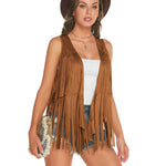 Women's Tassel Sleeveless Vest 70s Outfits for Women Hippie Clothes Fringe Jacket Cardigan S-XXL - Zeagoo (Us Only)