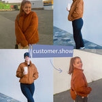 Women's Winter Long Sleeve Full Zipper Baggy Puffer Short Down Jacket Coat - Zeagoo (Us Only)