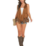 Women's Tassel Sleeveless Vest 70s Outfits for Women Hippie Clothes Fringe Jacket Cardigan S-XXL - Zeagoo (Us Only)