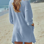 Women's Summer Cardigans 3/4 Sleeve Open Front Cardigan Duster Waffle Knit Kimono Swimsuit Cover Ups - Zeagoo (Us Only)