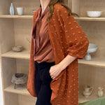 Women Swiss Dot Chiffon Cardigan Lightweight Beach Cover Up 3/4 Sleeve Cardigan - Zeagoo (Us Only)