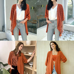 Women Swiss Dot Chiffon Cardigan Lightweight Beach Cover Up 3/4 Sleeve Cardigan - Zeagoo (Us Only)