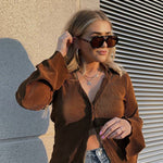 Women's Deep V Neck Shirt Button Front Blouse Bell Long Sleeve Tops - Zeagoo (Us Only)