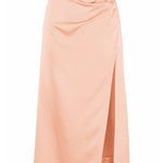 Women's Satin Midi Skirt High Waist Split Thigh Solid Zipper Skirt - Zeagoo (Us Only)