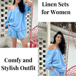 Women's 2 Piece Cotton Linen Tracksuit Short Sleeve Casual Shorts Set V Neck Beach Outfits - Zeagoo (Us Only)
