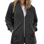 Women Zip Up Hoodies Fleece Lined Tunic Sweatshirt Long Casual Hoodie Jacket with Pockets - Zeagoo (Us Only)