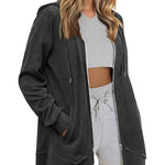Women Zip Up Hoodies Fleece Lined Tunic Sweatshirt Long Casual Hoodie Jacket with Pockets - Zeagoo (Us Only)