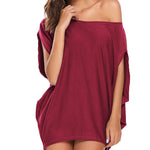 Women's Off Shoulder Blouse Loose Summer T Shirts Batwing Sleeve Tops S-XXL - Zeagoo (Us Only)