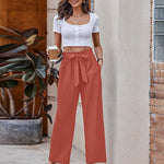 Women Long Lounge Pants with Pockets High Waisted Wide Leg Business Work Trousers Pant - Zeagoo (Us Only)