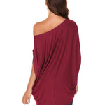 Women's Off Shoulder Blouse Loose Summer T Shirts Batwing Sleeve Tops S-XXL - Zeagoo (Us Only)