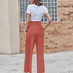 Women Long Lounge Pants with Pockets High Waisted Wide Leg Business Work Trousers Pant - Zeagoo (Us Only)