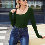 Zeagoo Women's Bodysuit 2023 One Piece Asymmetrical Neck Long Sleeve Ribbed Slim Thong Body Suit Tops for Women