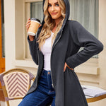 Women's Fleece Zip up Hoodies Long Thicken Outerwear Jacket Oversize Sweatshirts with Pockets - Zeagoo (Us Only)