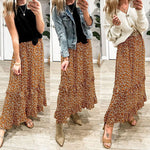 Women's Midi Skirts Elastic High Waist Skirt Polka Dot Casual Pleated Skirt with Pockets - Zeagoo (Us Only)