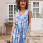 Women Summer Dresses Beach Floral Sleeveless Tshirt Sundress Pockets Casual Loose Flowy Tank Dress - Zeagoo (Us Only)