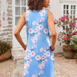 Women Summer Dresses Beach Floral Sleeveless Tshirt Sundress Pockets Casual Loose Flowy Tank Dress - Zeagoo (Us Only)