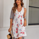 Women Summer Dresses Beach Floral Sleeveless Tshirt Sundress Pockets Casual Loose Flowy Tank Dress - Zeagoo (Us Only)
