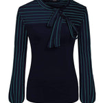 Zeagoo Bow Tie Neck Long Sleeve Shirts Work Tops