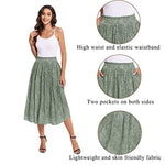 Women's Midi Skirts Elastic High Waist Skirt Polka Dot Casual Pleated Skirt with Pockets - Zeagoo (Us Only)