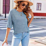 Zeagoo Ribbed Knit Short Sleeve Casual Tunic Tops