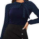 Zeagoo Bow Tie Neck Long Sleeve Shirts Work Tops
