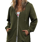 Women Zip Up Hoodies Fleece Lined Tunic Sweatshirt Long Casual Hoodie Jacket with Pockets - Zeagoo (Us Only)