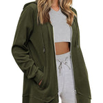 Women Zip Up Hoodies Fleece Lined Tunic Sweatshirt Long Casual Hoodie Jacket with Pockets - Zeagoo (Us Only)