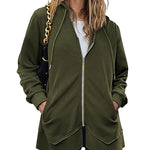 Women Zip Up Hoodies Fleece Lined Tunic Sweatshirt Long Casual Hoodie Jacket with Pockets - Zeagoo (Us Only)