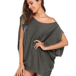 Women's Off Shoulder Blouse Loose Summer T Shirts Batwing Sleeve Tops S-XXL - Zeagoo (Us Only)