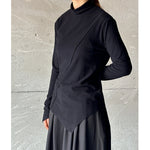 Irregular Brushed Half-high Collar Long-sleeved T-shirt