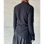 Irregular Brushed Half-high Collar Long-sleeved T-shirt