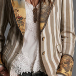 Sara - Bohemian striped blazer with printed collar