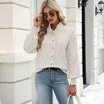 Vintage Loose Striped Puff Long Sleeve Blouse (US Only)
