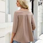 Zeagoo 3/4 Sleeve Scoop Neck Pleated Flowy Tunic Top (US Only)