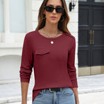 Zeagoo Ribbed Knit Long Sleeve Crew Neck Tees (US Only)
