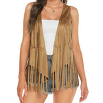 Women's Tassel Sleeveless Vest 70s Outfits for Women Hippie Clothes Fringe Jacket Cardigan S-XXL - Zeagoo (Us Only)