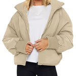 Women's Winter Long Sleeve Full Zipper Baggy Puffer Short Down Jacket Coat - Zeagoo (Us Only)