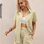 Zeagoo 2 Piece Linen Set Lounge Beach Set