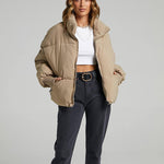 Women's Winter Long Sleeve Full Zipper Baggy Puffer Short Down Jacket Coat - Zeagoo (Us Only)