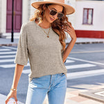 Zeagoo Ribbed Knit Short Sleeve Casual Tunic Tops