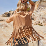 Women's Tassel Sleeveless Vest 70s Outfits for Women Hippie Clothes Fringe Jacket Cardigan S-XXL - Zeagoo (Us Only)