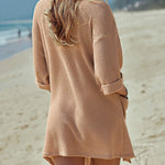 Women's Summer Cardigans 3/4 Sleeve Open Front Cardigan Duster Waffle Knit Kimono Swimsuit Cover Ups - Zeagoo (Us Only)