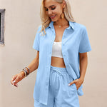 Zeagoo 2 Piece Linen Set Lounge Beach Set