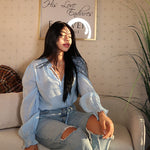 Women's Frill Mock Neck Blouse Long Sleeve Ruffle Shirt Top Elegant Office Tops S-XXL - Zeagoo (Us Only)