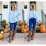 Women's Frill Mock Neck Blouse Long Sleeve Ruffle Shirt Top Elegant Office Tops S-XXL - Zeagoo (Us Only)
