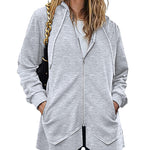 Women Zip Up Hoodies Fleece Lined Tunic Sweatshirt Long Casual Hoodie Jacket with Pockets - Zeagoo (Us Only)